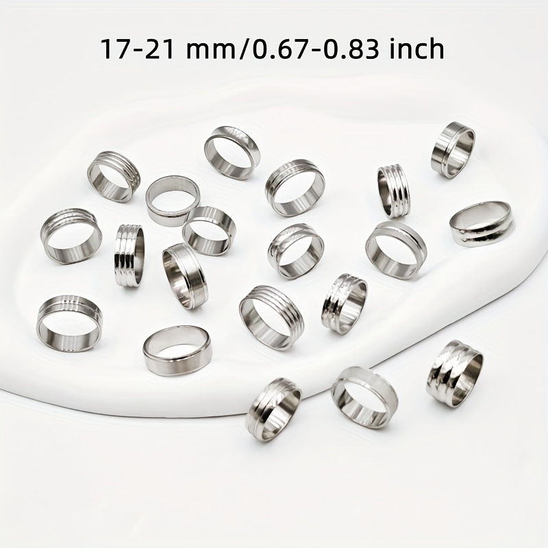 20pcs Yicen Silvery Striped Ring Set Stainless Steel Style Mixed Sizes for Women